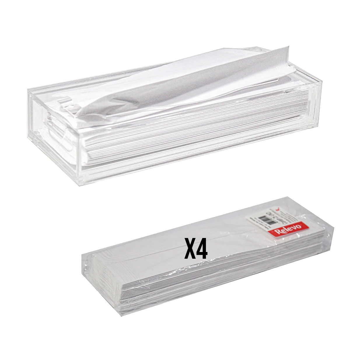 Kit 4 Pacotes Papel Toalha Lavabo Relevo+ Toalheiro Acrílico