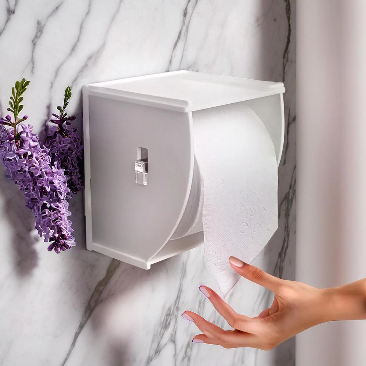 PORTA PAPEL HIGIÊNICO DE PAREDE EM ACRÍLICO BRANCO CENTAURI