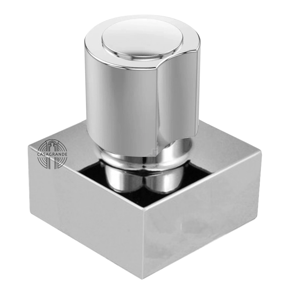 Acabamento para Registro C40 com Volante de Metal e Canopla Quadrada Grande em ABS (1 1/2")