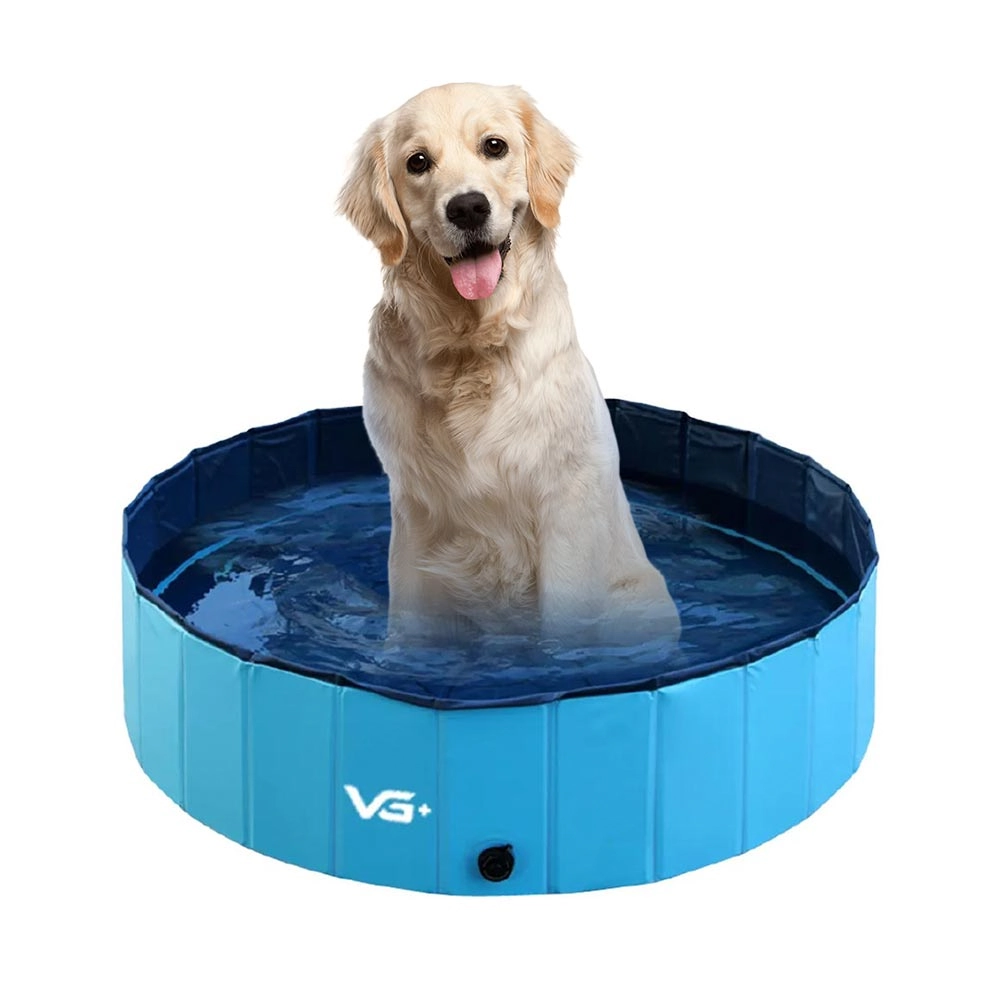 Piscina Para Cachorro Pets Dobrável Lisa Azul  120 Cm X 30 Cm Vg+