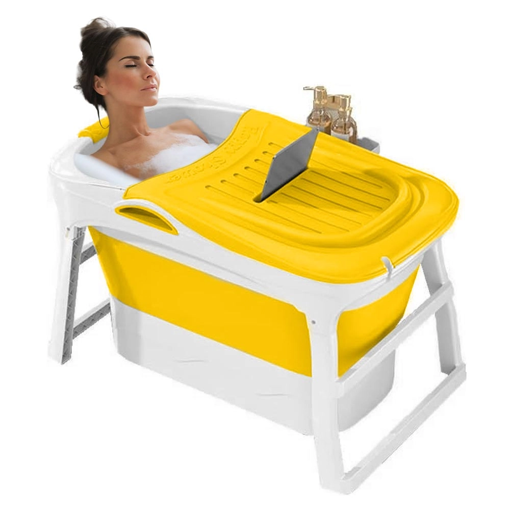 Banheira Ofurô Dobrável Portátil 210 Litros Adulto 112cm Vg+ Amarela