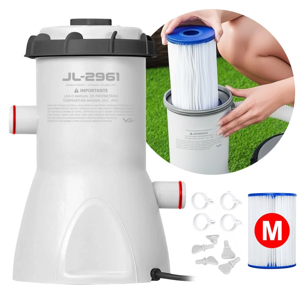Bomba Filtrante 2.006 L/h Para Piscina Inflável E Estrutural Filtro VG Plus 110v