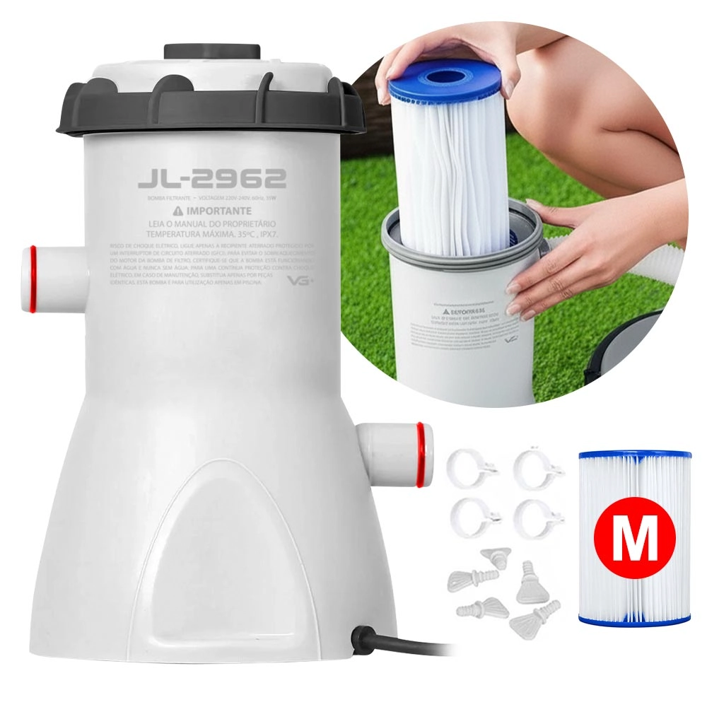 Bomba Filtrante 2.006 L/h Para Piscina Inflável E Estrutural Filtro VG Plus 220v