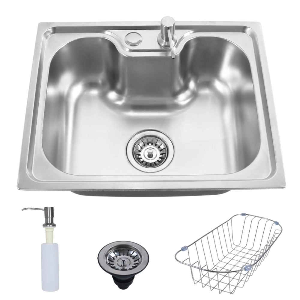 Cuba Cozinha Inox Para Pia Quadrada 50x40 Embutir Aço Inox 201 Com Acessórios