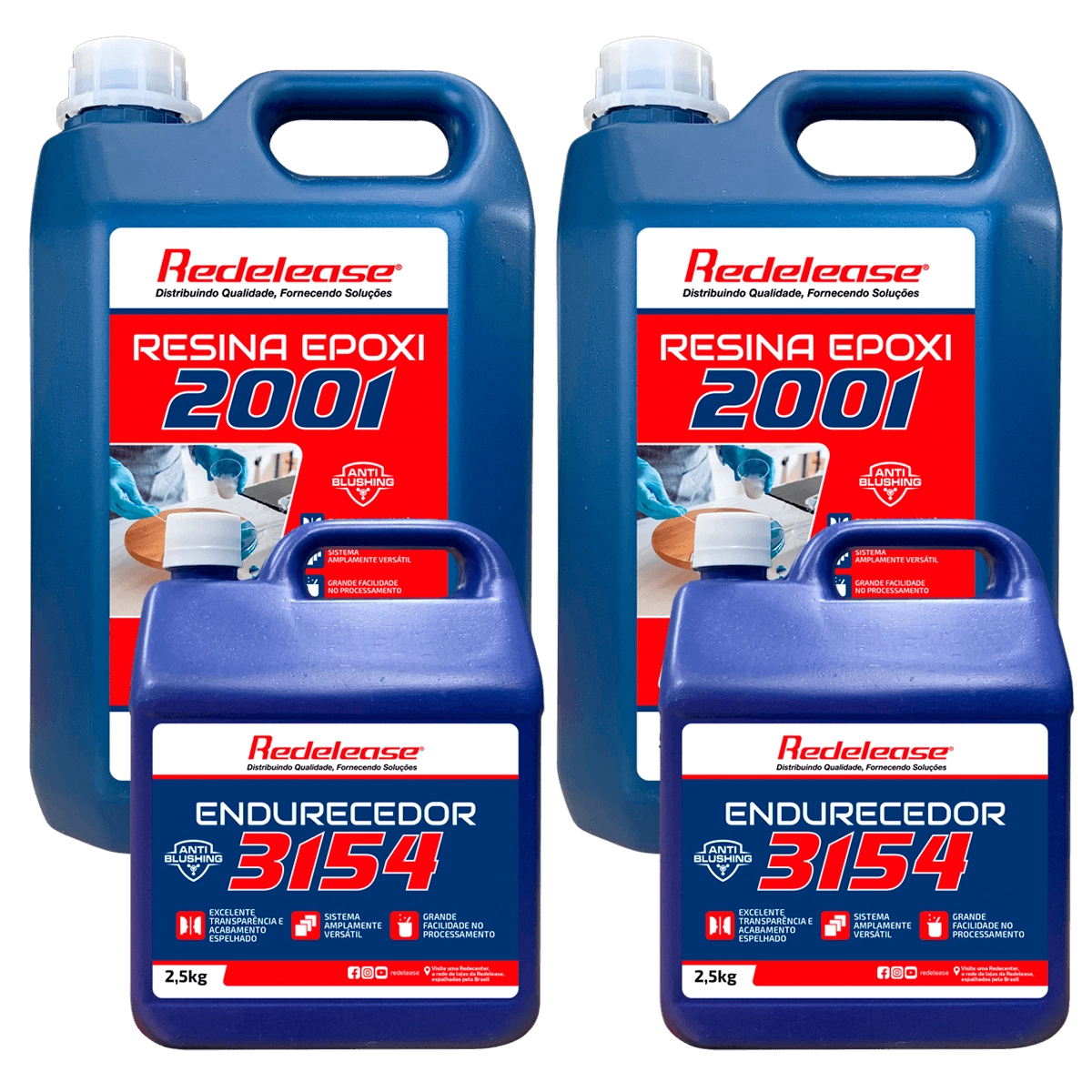 Resina 2001 Epoxi Transparente Com Endurecedor 3154 (15 Kg)