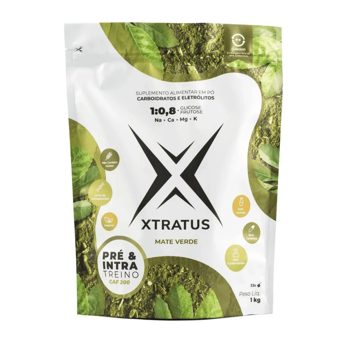 Pré e Intra Treino 1Kg Xtratus Mate Verde com Cafeína