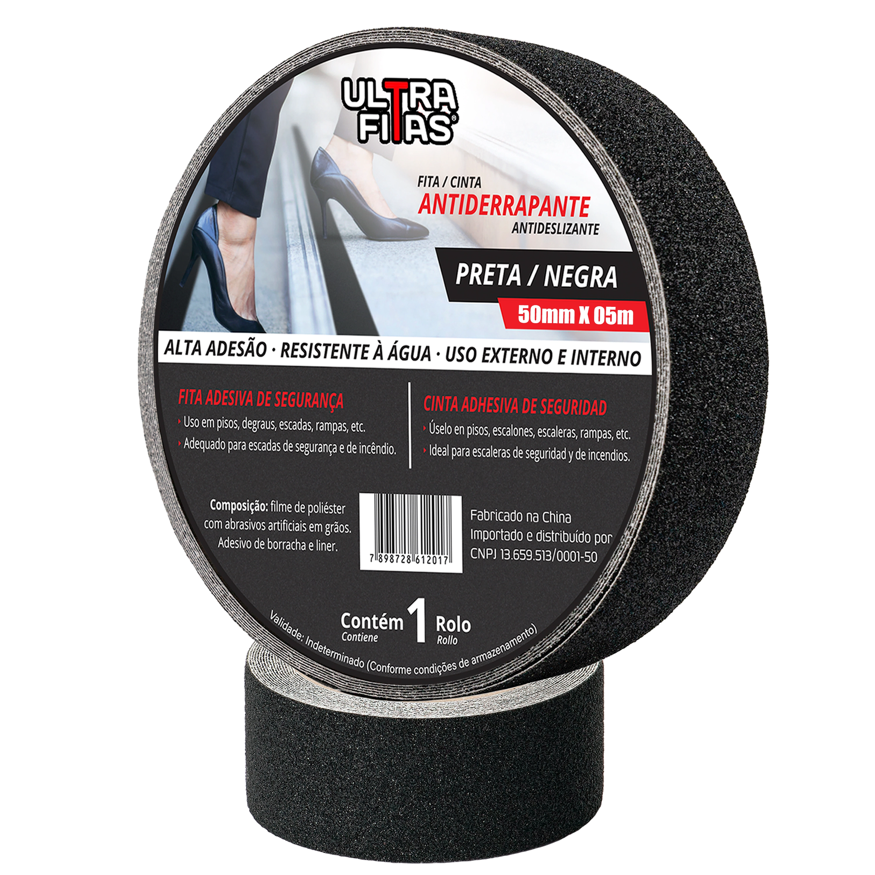 Fita Antiderrapante 50 Mm X 05 Metros - Preta