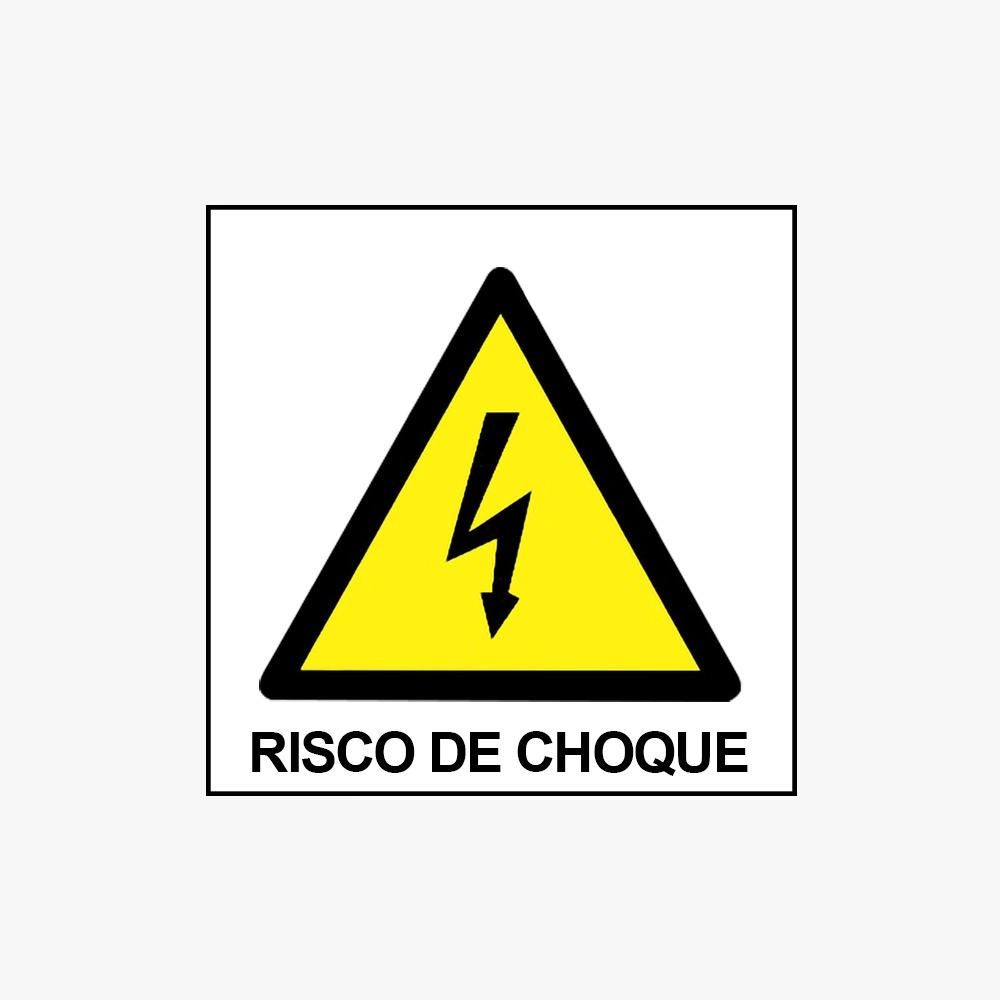 Placa de Indicação Sinalizadora Alerta Risco de Choque 20 Cm  Adesiva