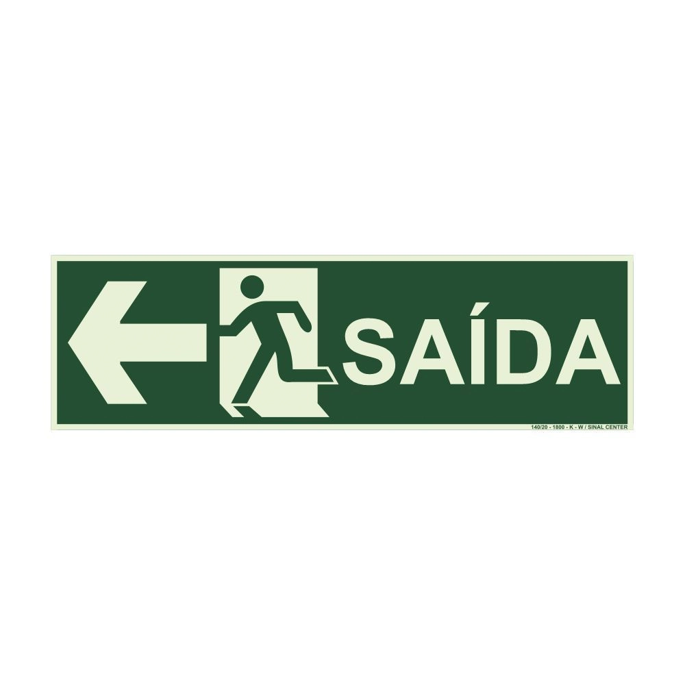 Placa Pvc Adesiva Indicativa Saída de Emergência Fotoluminescente 30x15 Cm