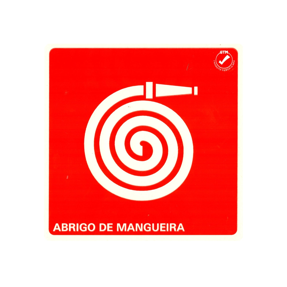 Placa de Indicação Adesiva Abrigo de Mangueira Pvc 20Cm
