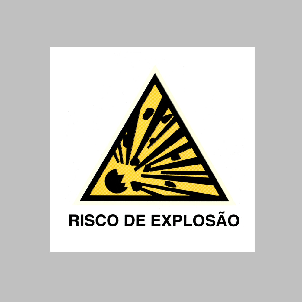 Conjunto 5 Placas de Indicação Sinalizadora Alerta Risco de Explosão Pvc 20 Cm