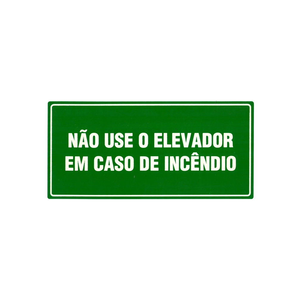 Conjunto 5 Placas de Indicação Não Use o Elevador em Caso de Incêndio Pvc Adesiva
