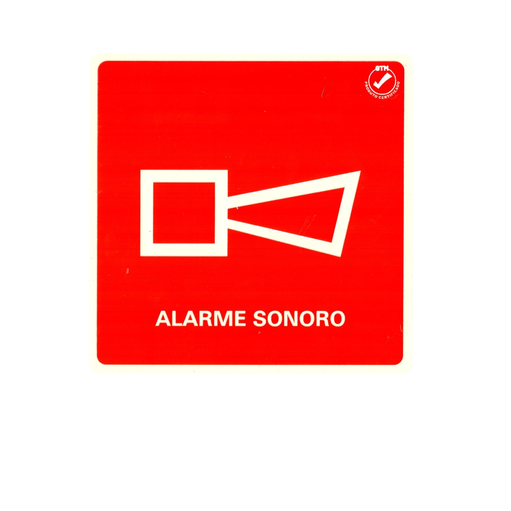 Conjunto 5 Placas de Indicação Sinalizadora Fotoluminescente Alerta Alarme Sonoro