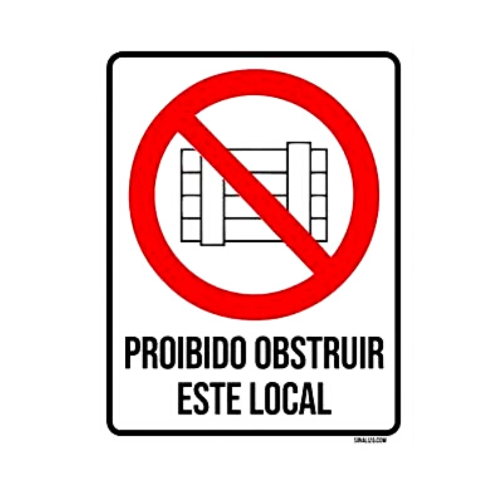 Kit 2 Placas de Sinalização Adesiva Indicativa Proibido Obstruir Este Local 20 Cm
