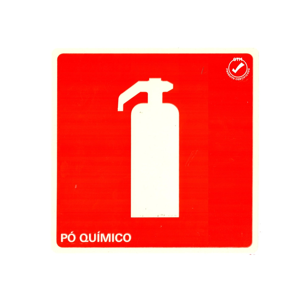 Conjunto 10 Placas de Sinalização Indicativa Extintor Pó Químico 20 Cm Adesiva Pvc