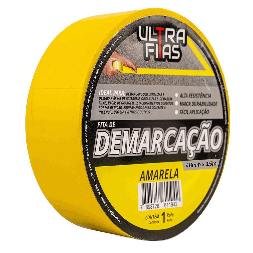 Fita Demarcação Pvc 15 Metros - Amarela