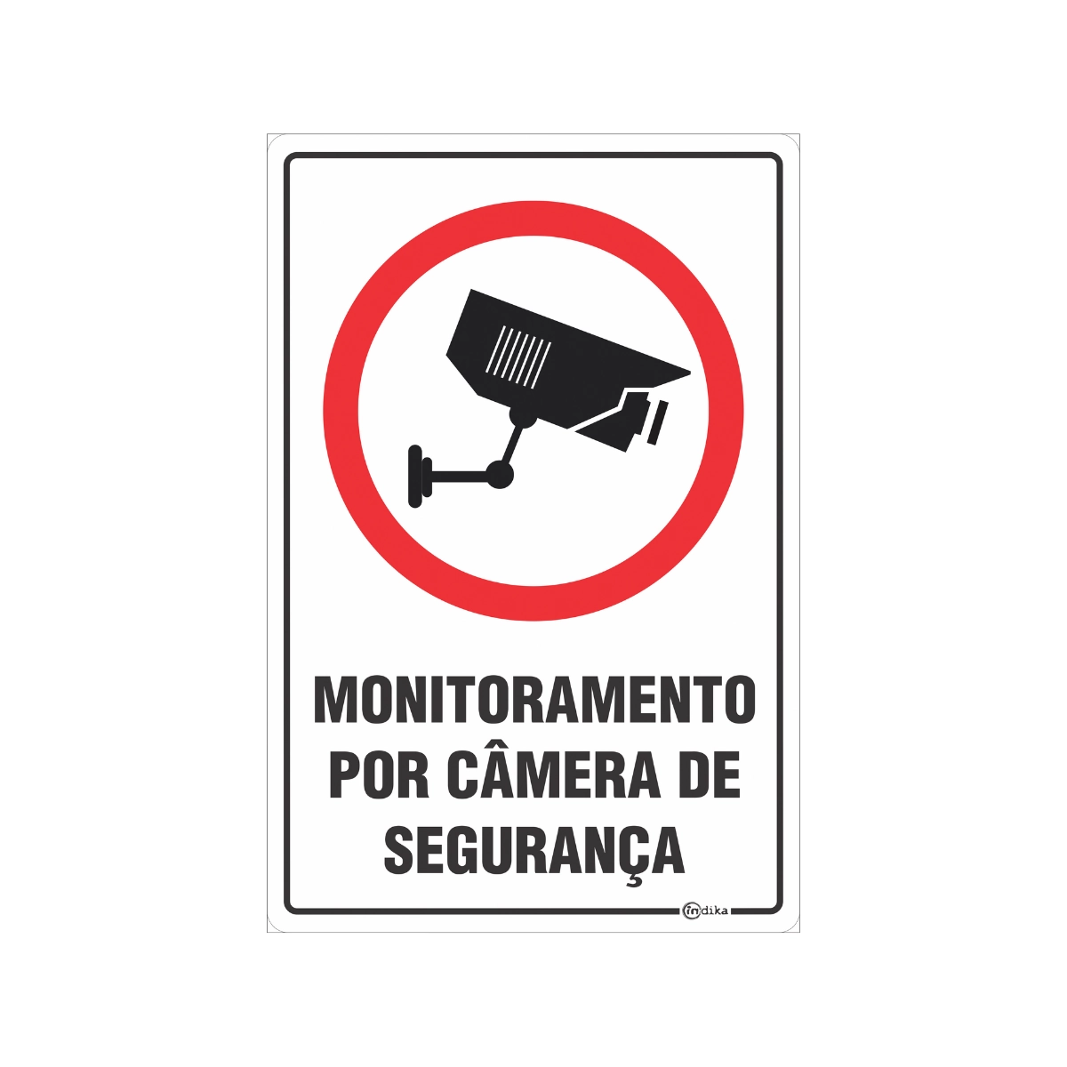 Placa Sinalização Monitoramento Por Câmera 20x30 Cm Pvc Adesiva