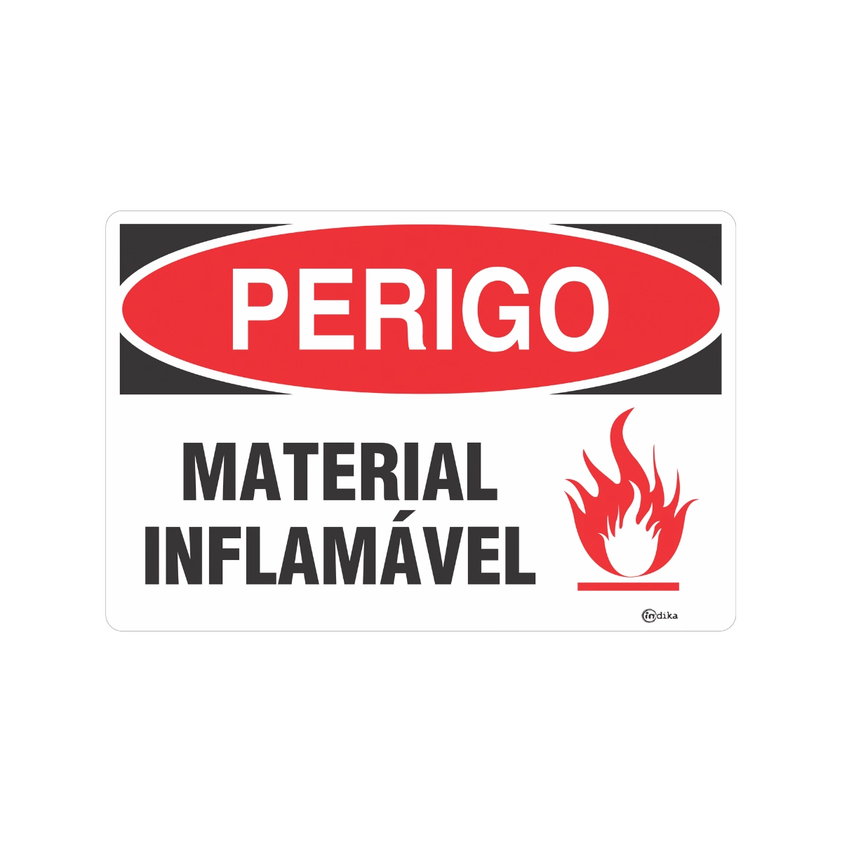 Placa Sinalização Alerta Perigo Inflamável Adesiva Pvc Resistente 20x30 Cm