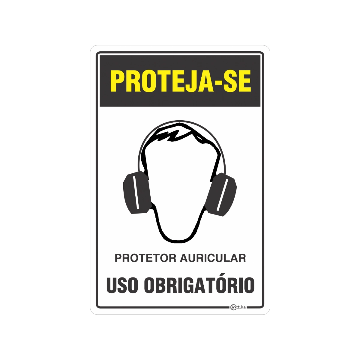Placa Sinalização Uso E.P.I Obrigatório Auricular PVC 20x23Cm