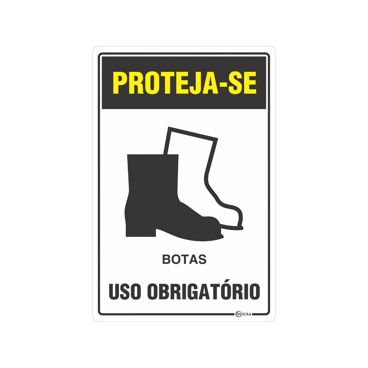 Placa Sinalização Adesiva Uso Obrigatório EPI Botas Pvc Resistente