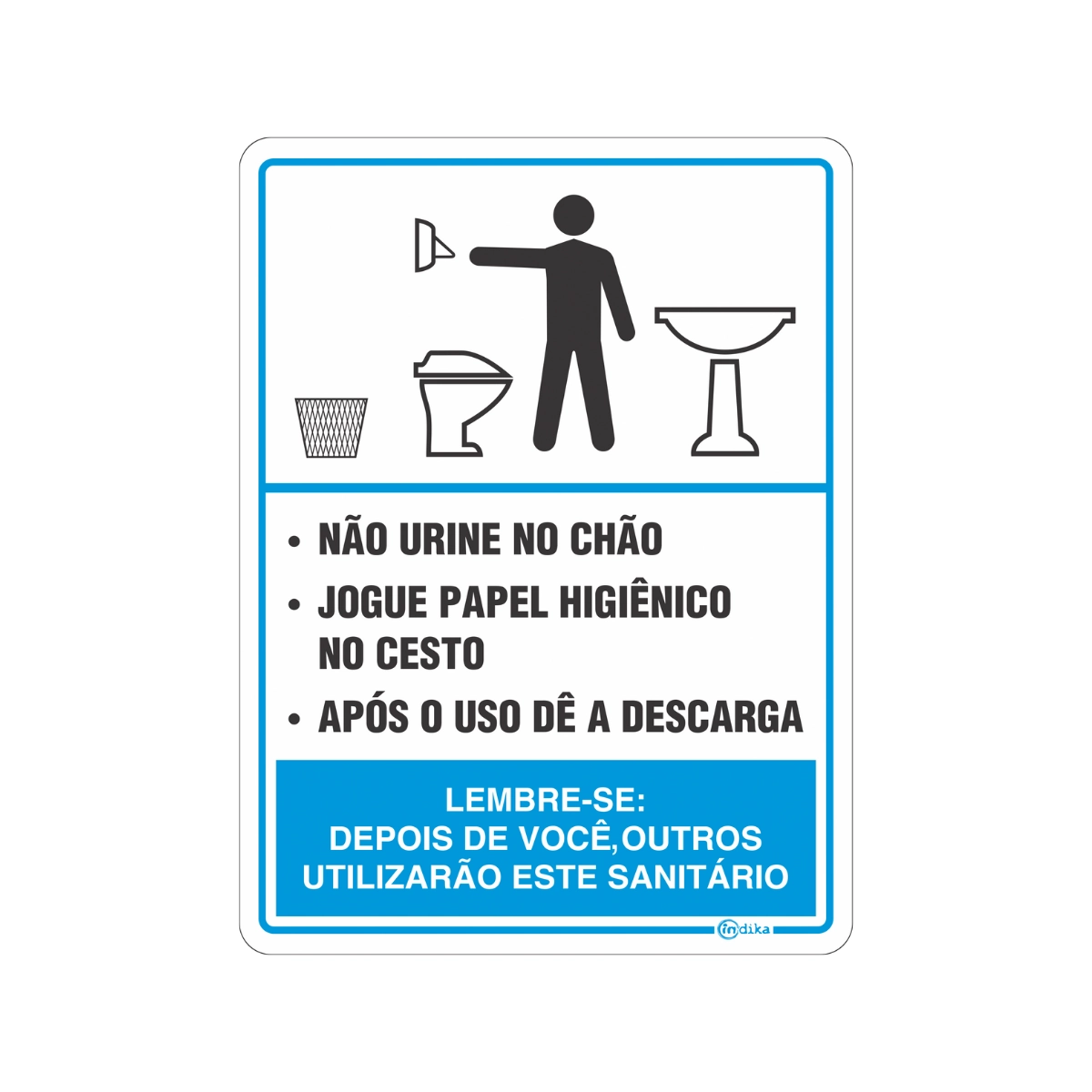 Placa Sinalização Procedimento Sanitário Banheiro Masculino 15x20Cm Pvc