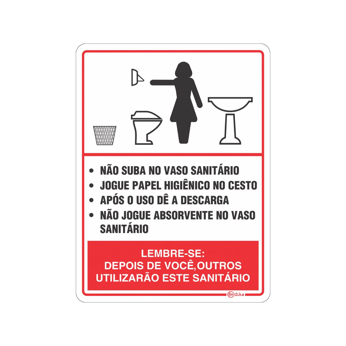 Placa Sinalização Adesiva Procedimento Sanitário Feminino 15x20 Pvc