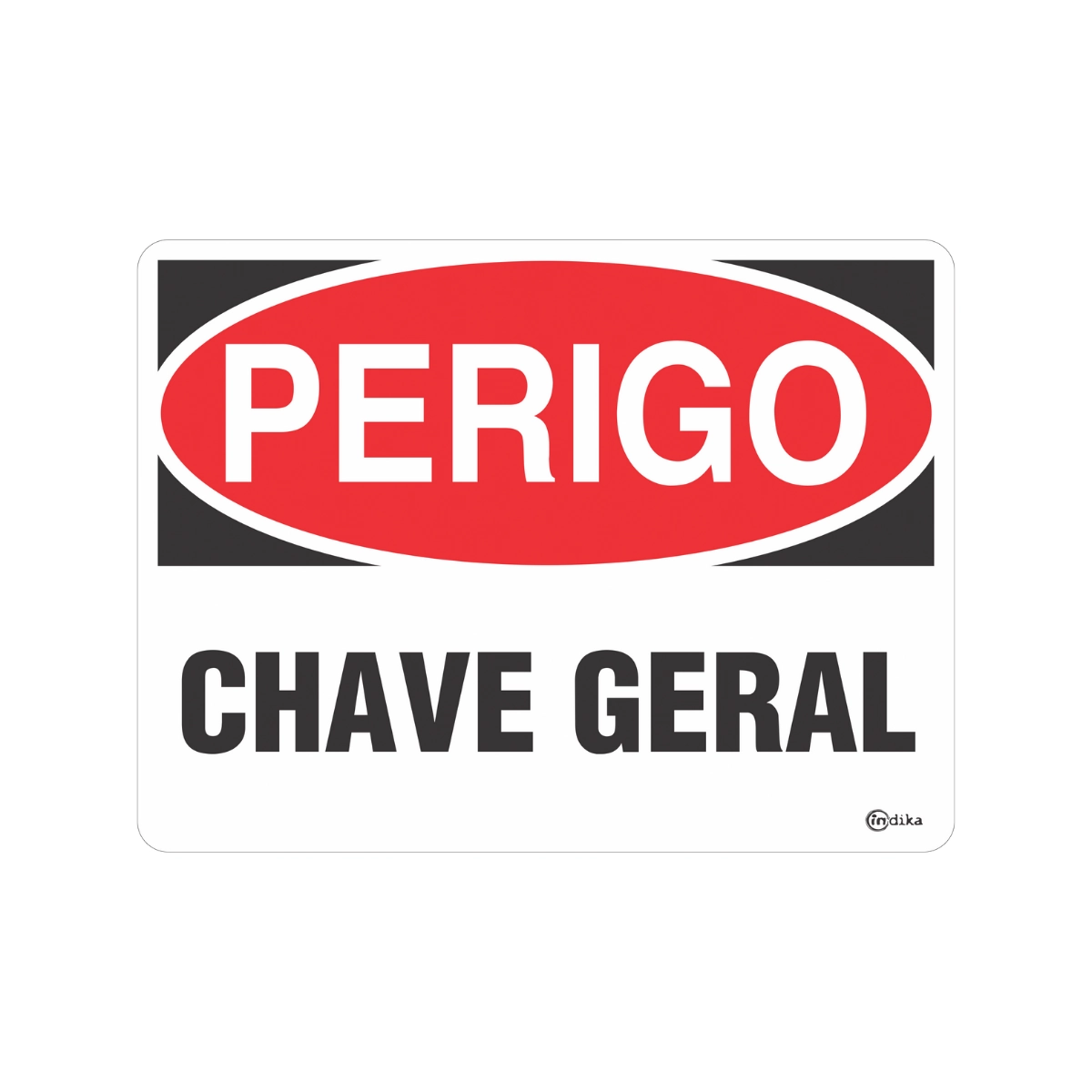Placa Sinalização Adesiva Alerta Perigo Chave Geral 15x20 Cm Pvc