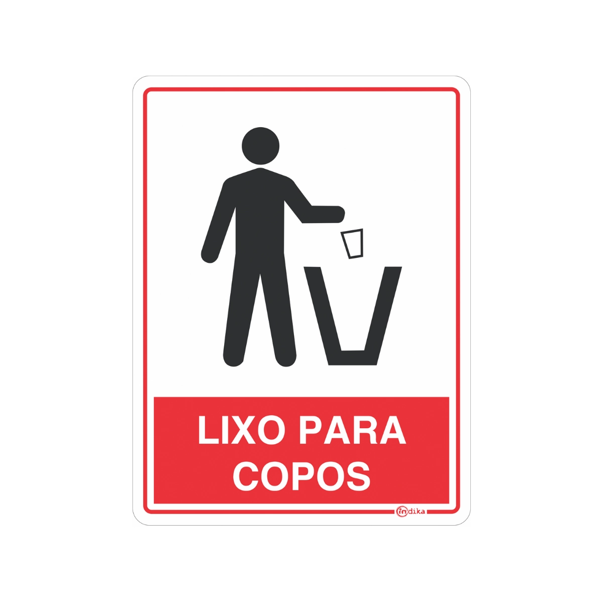 Placa Adesiva Sinalização 15x20Cm Lixo Para Copos PVC
