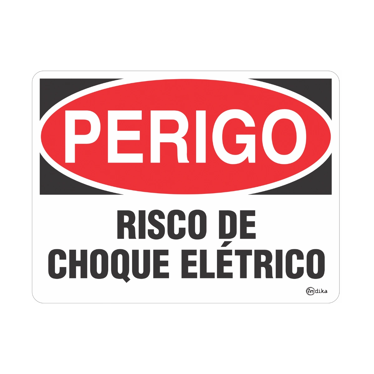 Placa Perigo Risco de Choque Elétrico 15x20 Adesiva PVC