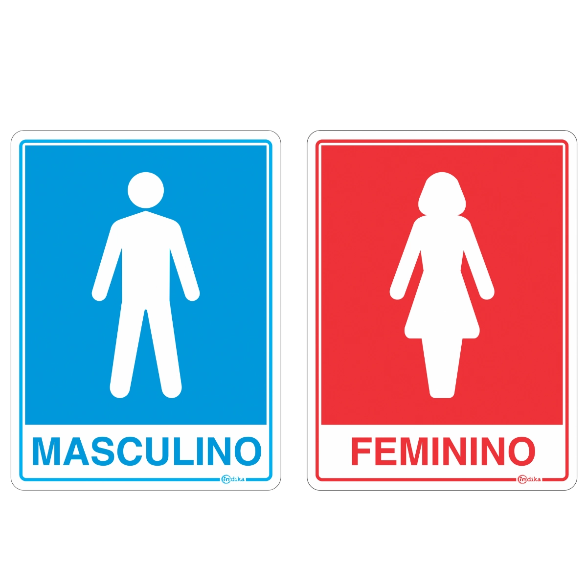 Conjunto 2 Placas Sinalização Adesiva Sanitário Feminino Masculino 15x20Cm