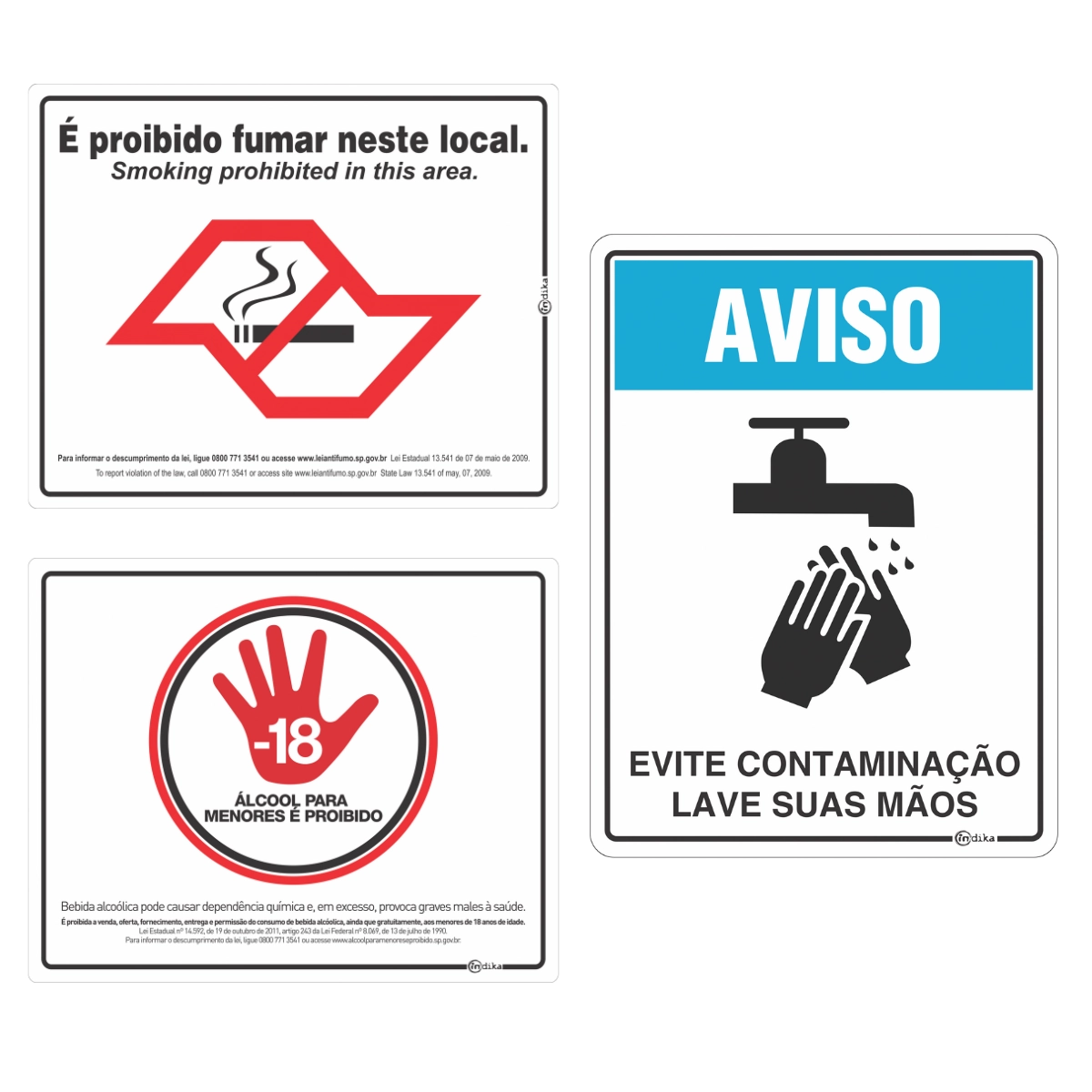 Kit 3 Placas Sinalizadora Para Comércio Bar Restaurante 20x25 Cm Pvc