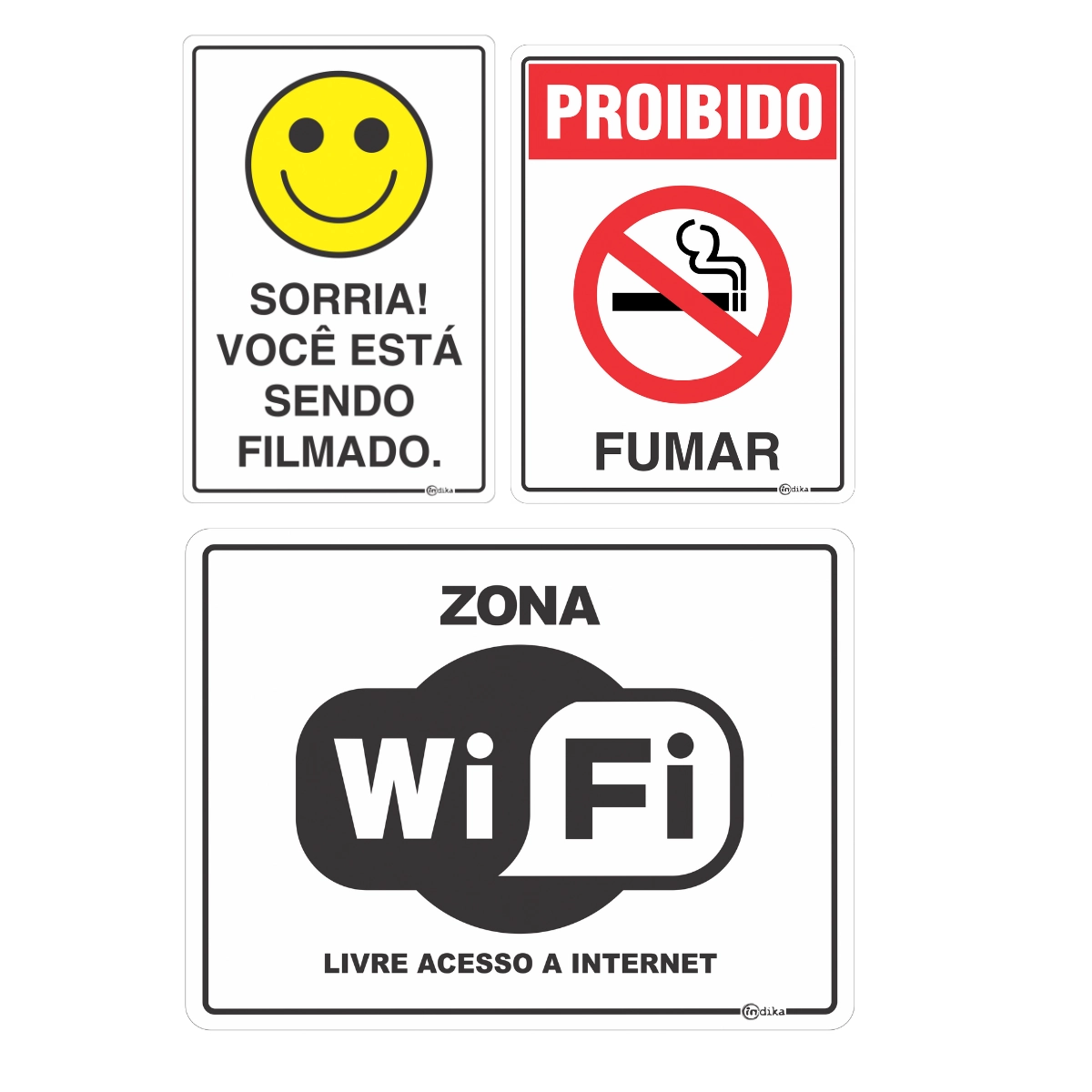 Kit 3 Placas Sinalização Uso Obrigatório Comércio Bar Restaurante Pvc 15x20 Cm