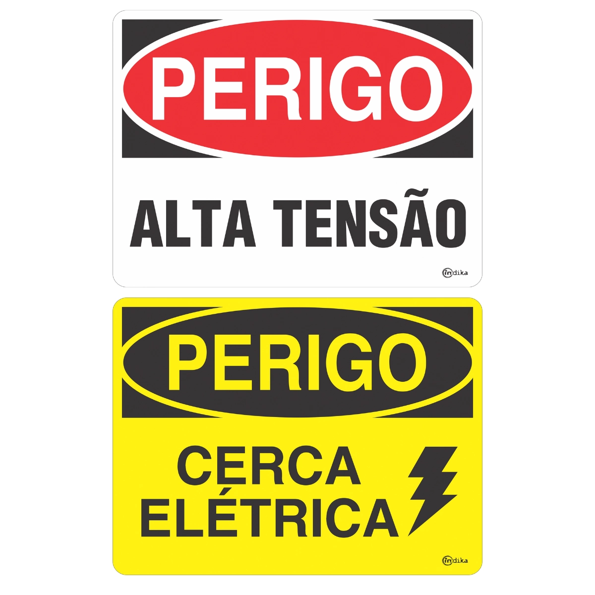 Kit 2 Placas Sinalização Adesiva Informativa Alerta Alta Tensão/ Cerca Elétrica