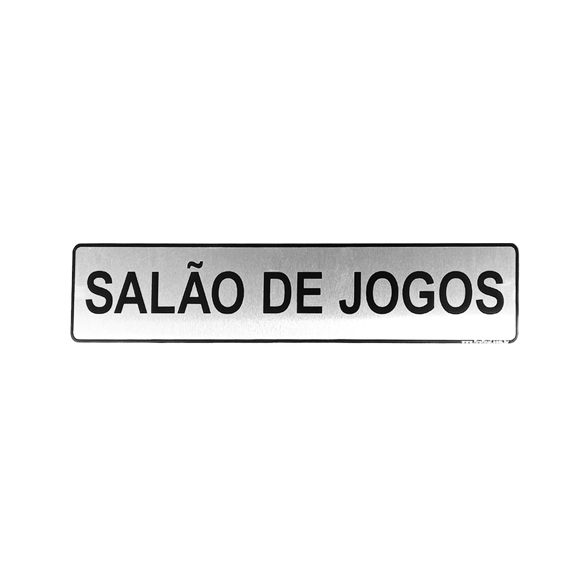 Placa Informativa Salão de Jogos 25x5 Cm Adesiva Aluminio Resistente
