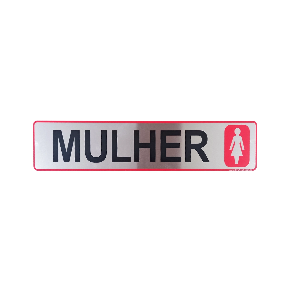 Placa Adesiva Sinalização Banheiro Vestuário Feminino 25x5 Cm Aluminio