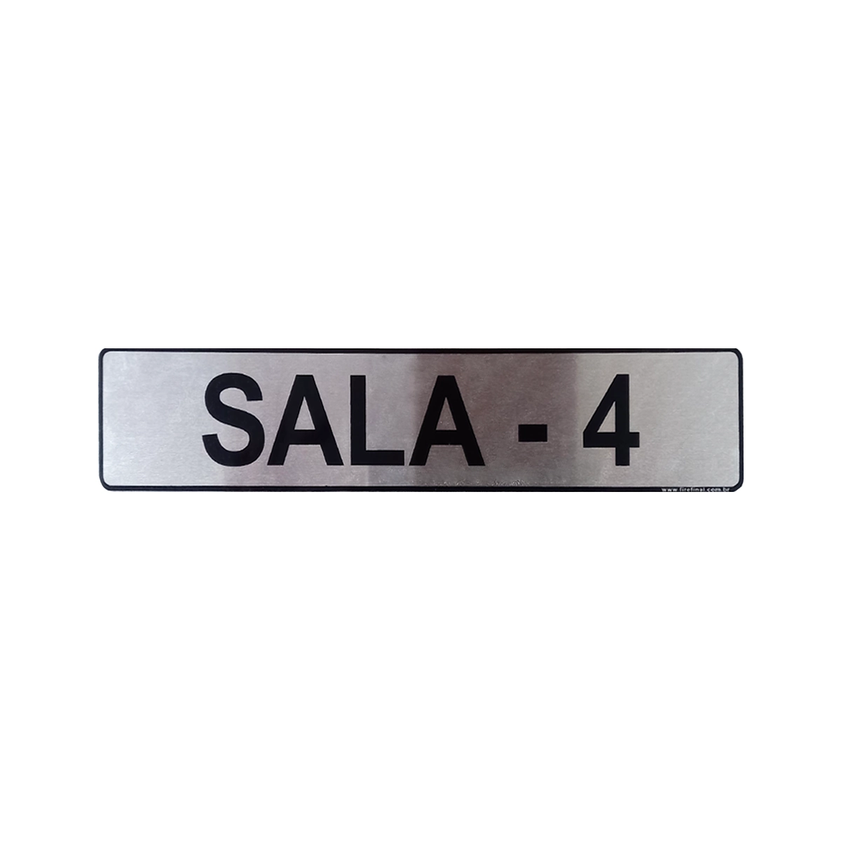 Placa Adesiva Aluminio de Sinalização Indicativa Sala 4 25x5 Cm