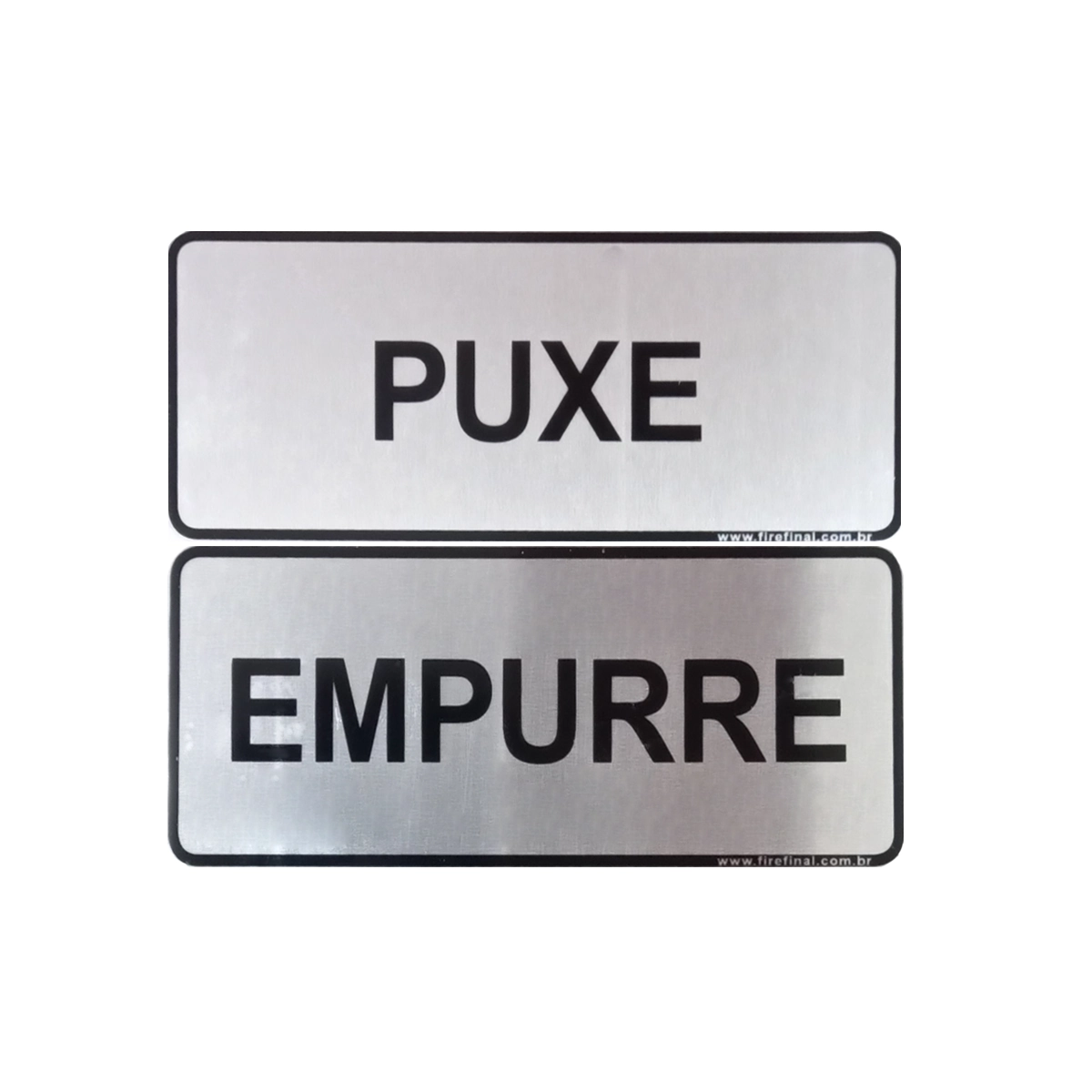 Conjunto 2 Placas Informativa Puxe Empurre Adesiva Aluminio