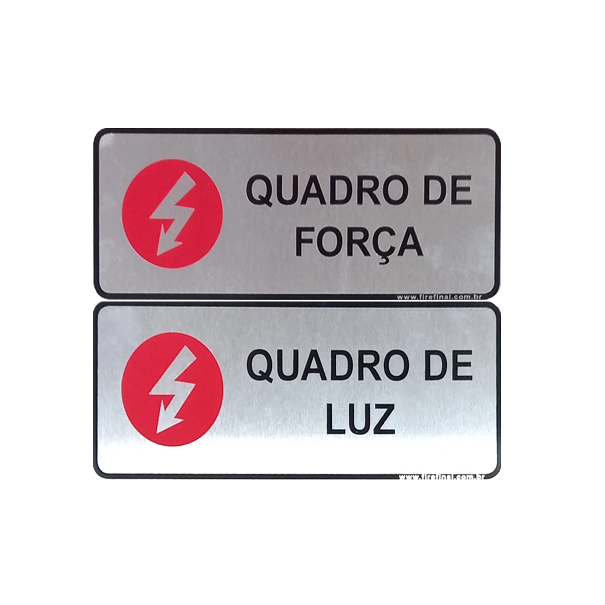 Conjunto 2 Placas Sinalização Adesiva Quadro Firça Luz Aluminio 12,5x5 Cm