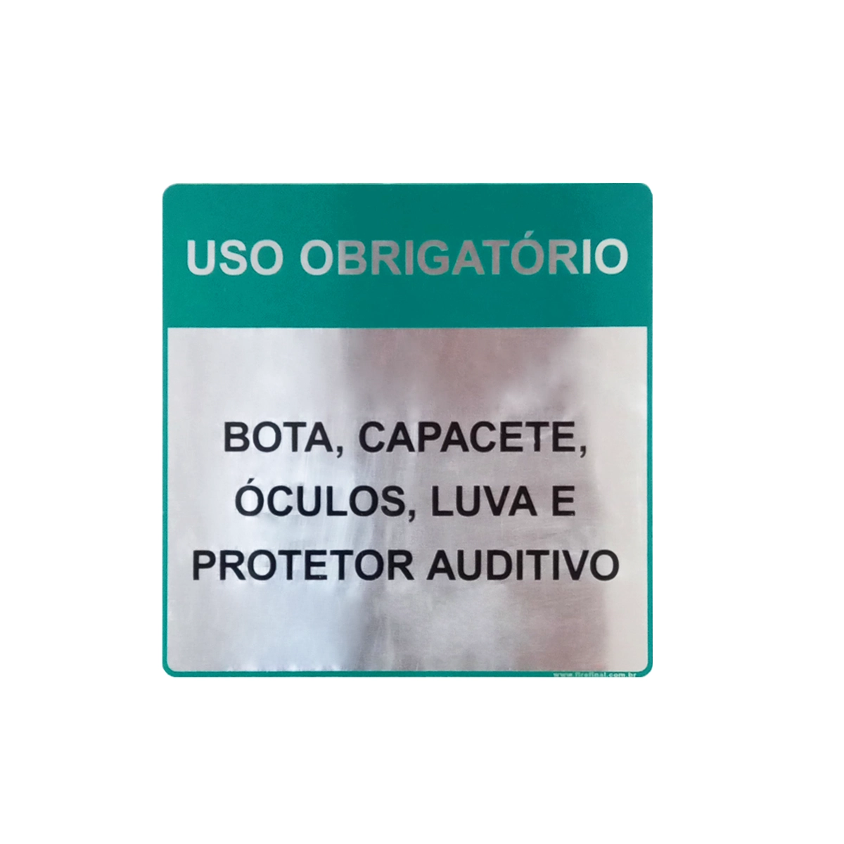 Placa Informativa Uso Obrigatório EPI 15Cm Aluminio Adesiva