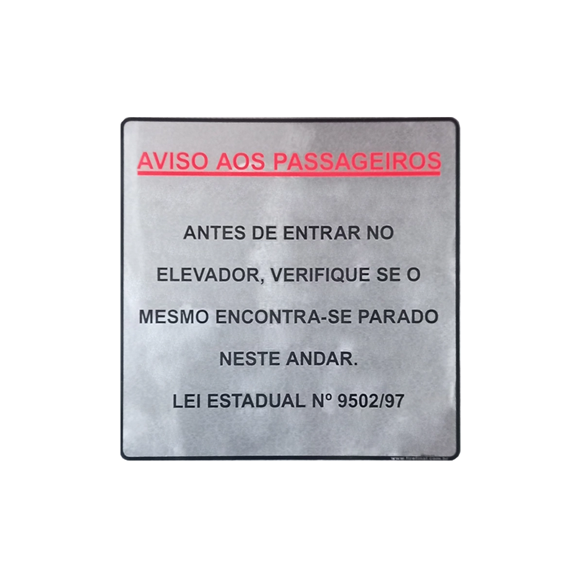 Placa Adesiva Sinalização Aviso Passageiros Elevador Aluminio 15Cm