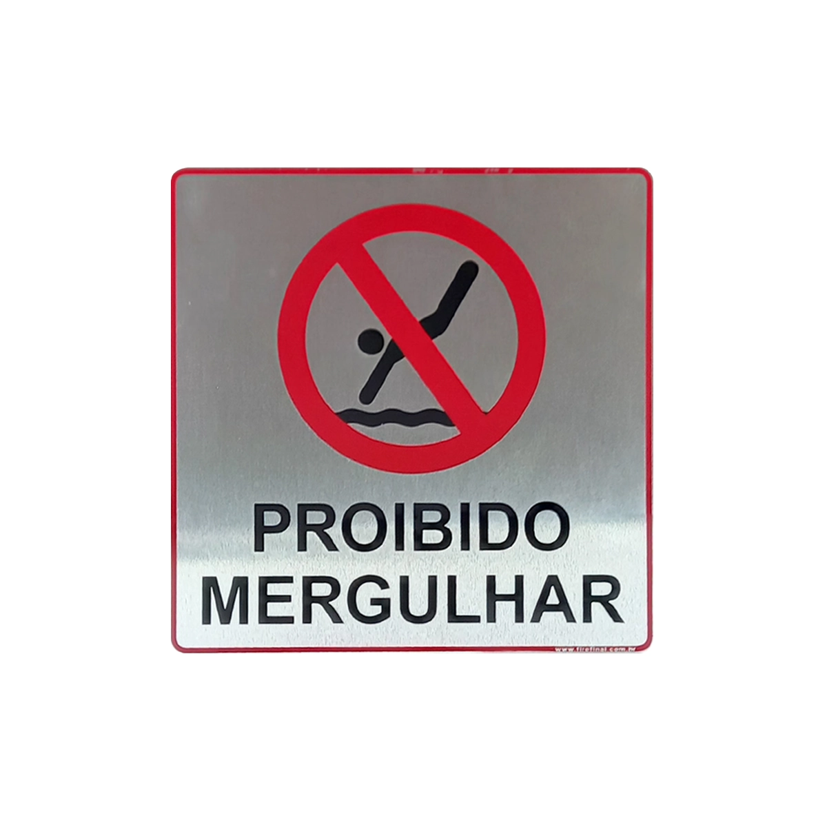 Placa Alerta Perigo Proibido Mergulhar 15Cm Aluminio