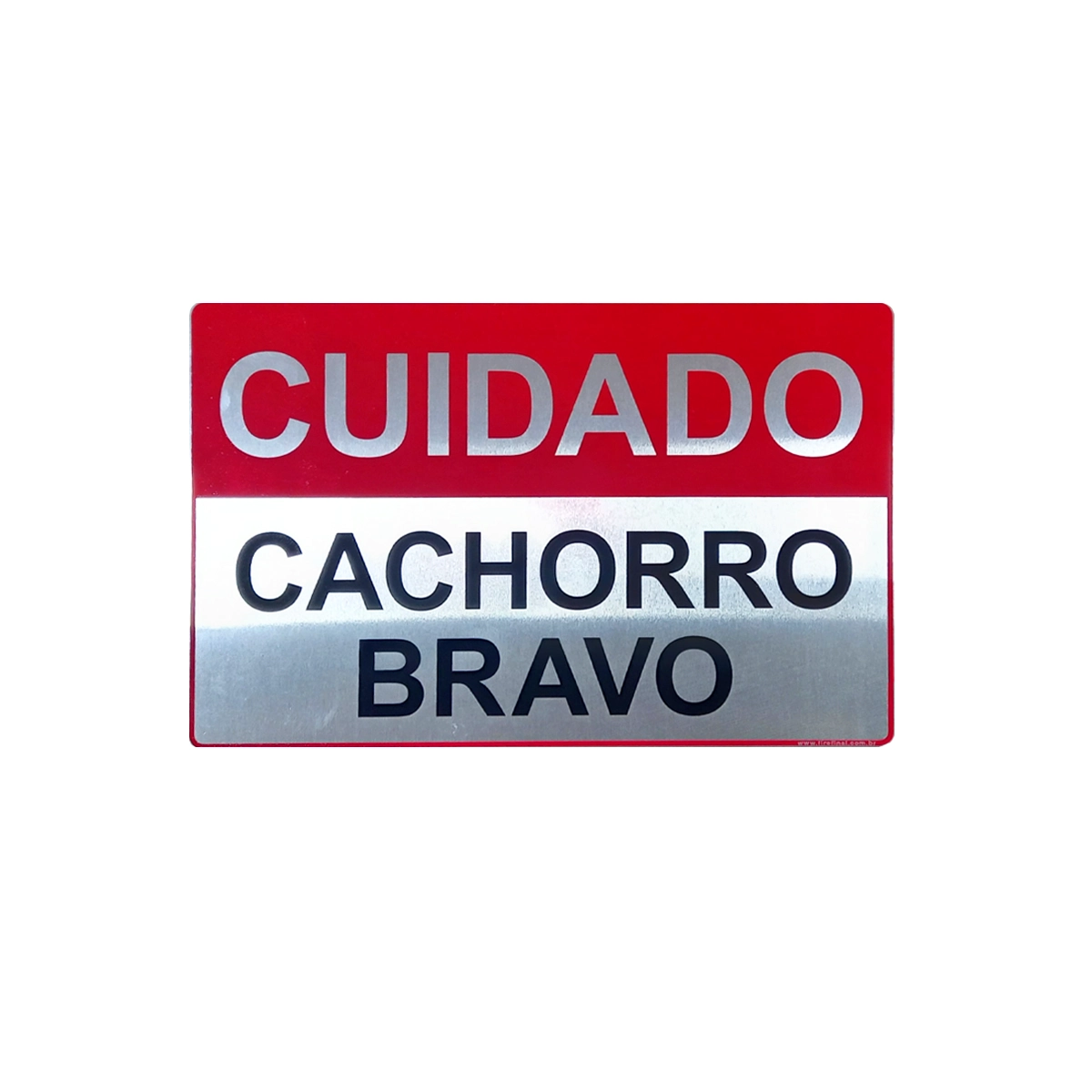 Placa Sinalização Adesiva Alerta Cuidado Cachorro Bravo Cão Aluminio 15x23 Cm