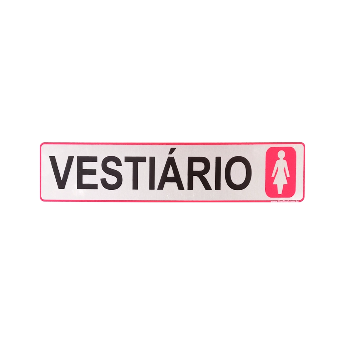 Placa Sinalização Adesiva Informativa Vestuário Feminino 25x5Cm