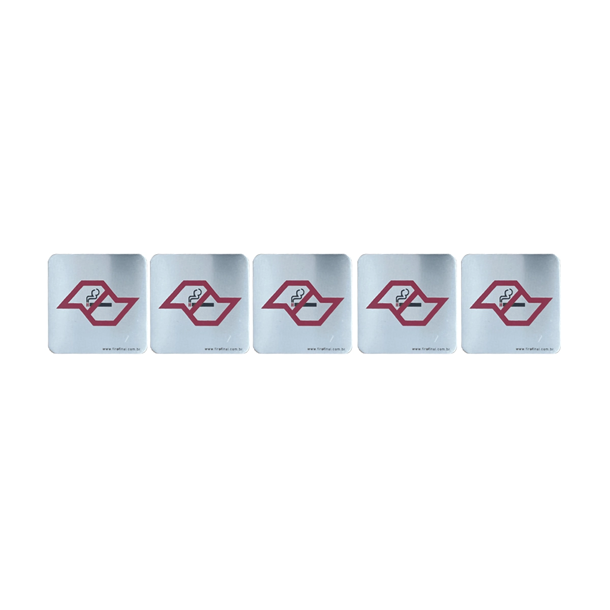 Conjunto 5 Placas Sinalização Adesiva Proibido Fumar Aluminio Resistente