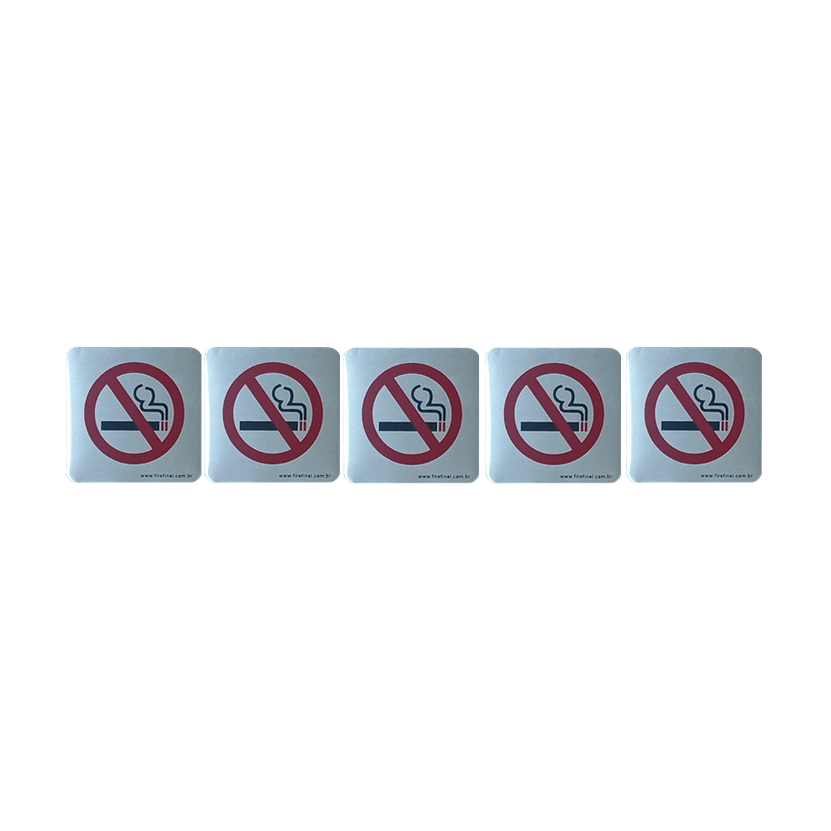 Kit 5 Placas Sinalização Adesiva Alerta Proibido Fumar Aluminio 5Cm