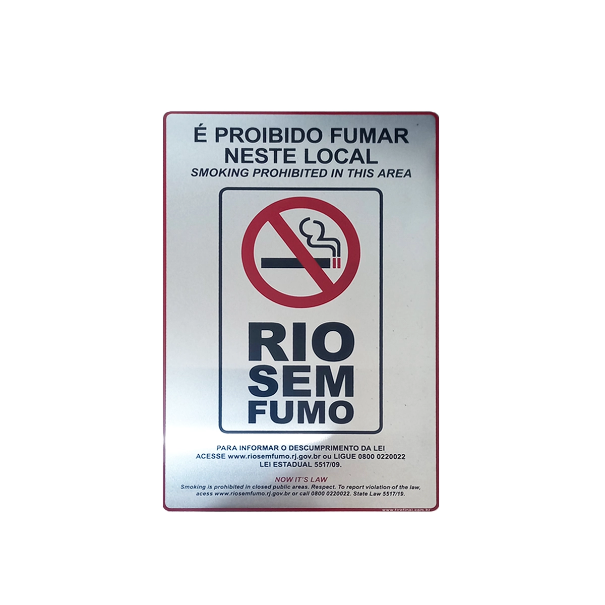 Placa Informativa Adesiva Alerta Proibido Fumar Rio 15x23 - Acrílico