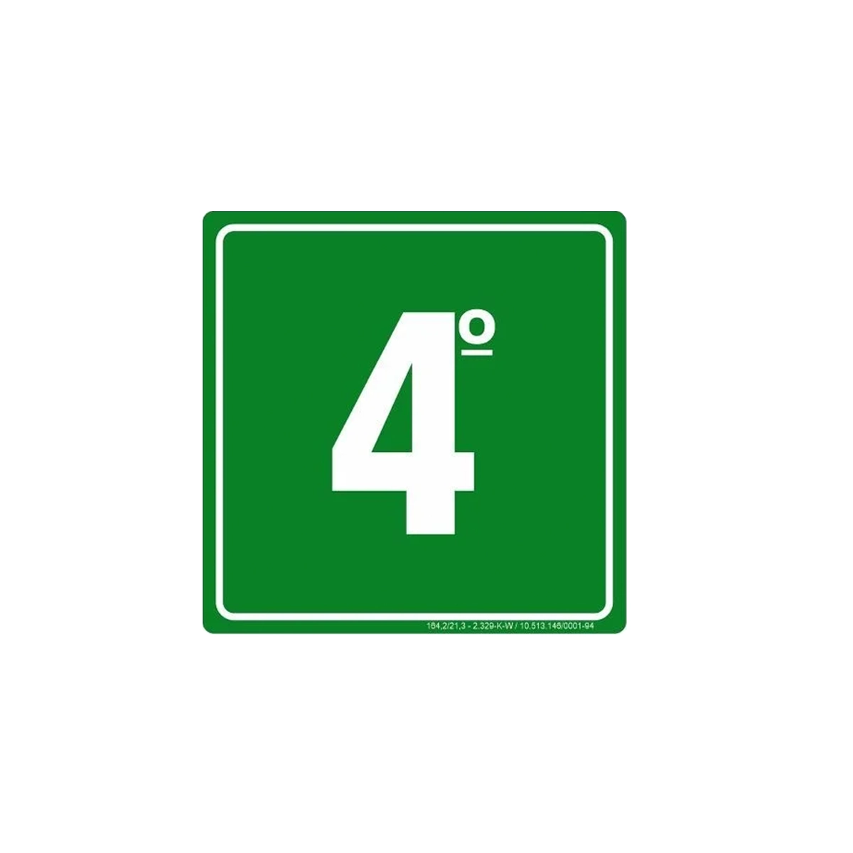 Placa Adesiva Sinalização 4° Andar Pvc Fotoluminescente