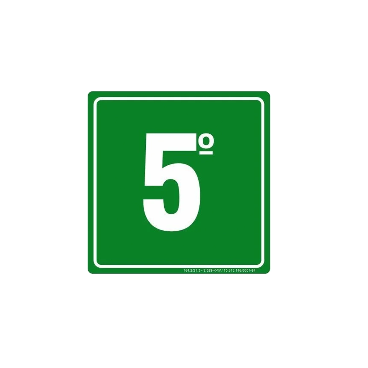 Placa indicativa Andar 5° Prédio 14Cm Adesiva fotoluminescente
