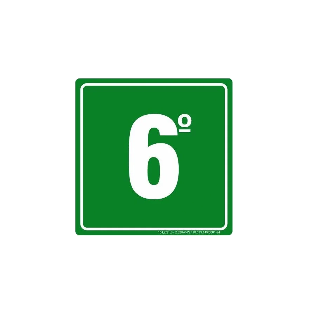 Placa Indicativa Sinalização Andar 6 Fotoluminescente 14Cm Adesiva