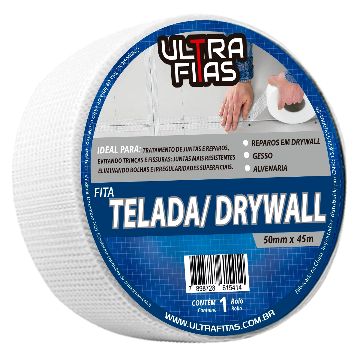 Fita Telada Drywall 50mm X 45 Metros